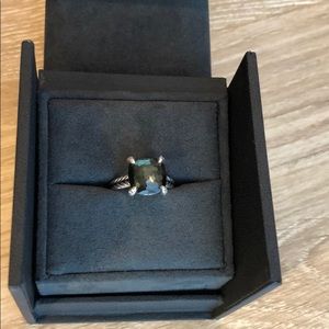 David Yurman Ring with Green Orchid and Diamonds